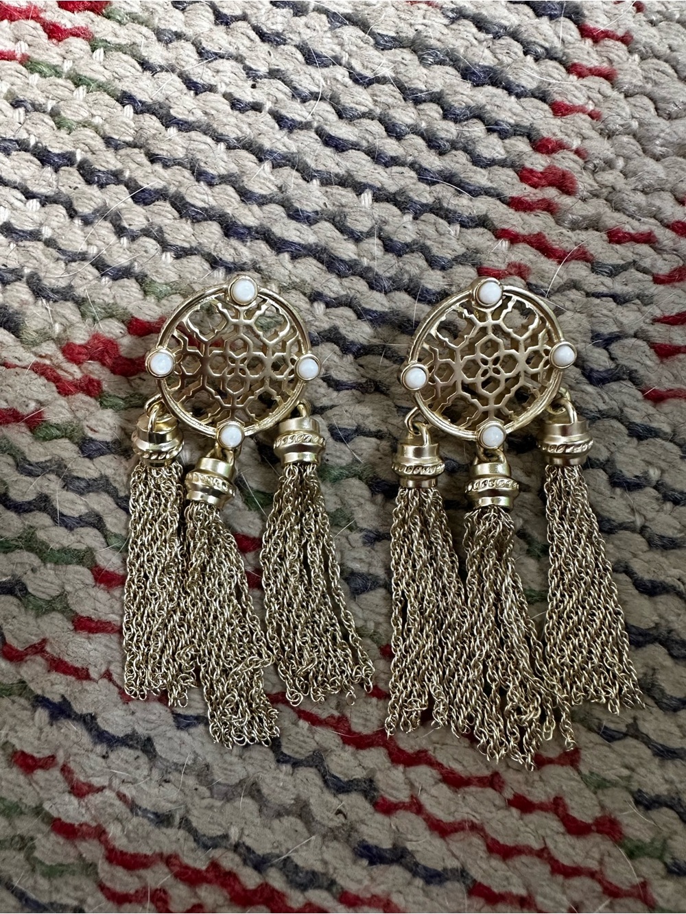 Kendra Scott Gold Filigree Tassel Drop Earrings - White Accent